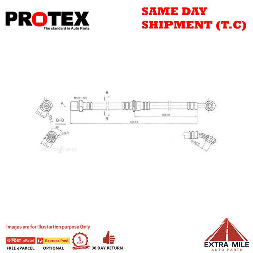 Protex Hydraulic Hose Rear For SUBARU LIBERTY BF 4D Wagon 4WD 1990-1994