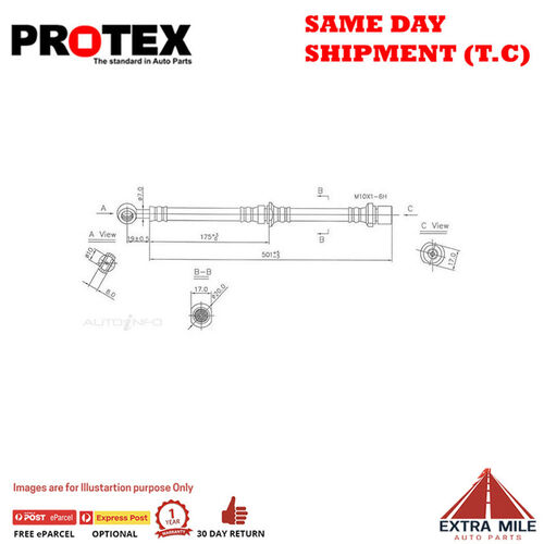 PROTEX Hydraulic Hose - Front For SUBARU LIBERTY BF 4D Wgn 4WD 1990 - 1994