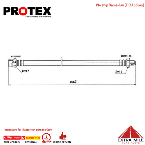 PROTEX Hydraulic Hose - Front For MITSUBISHI COLT RA 4D H/B FWD 1981 - 1982