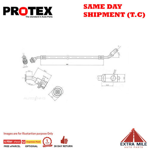 PROTEX Hydraulic Hose - Front For NISSAN DATSUN D21 4D Ute 4WD 1985 - 1996