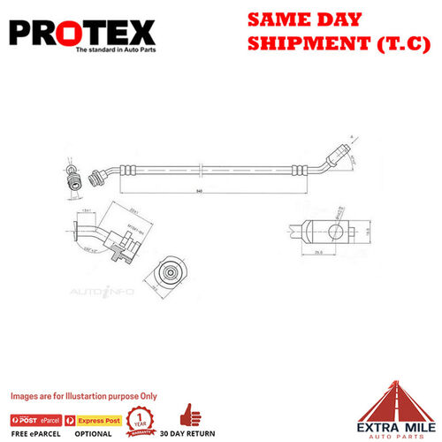 PROTEX Hydraulic Hose - Front For NISSAN NAVARA D21 2D Ute RWD 1985 - 1988