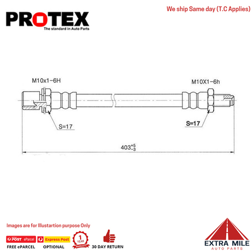 PROTEX Hydraulic Hose-Rear For TOYOTA LANDCRUISER PZJ73R 2D Resin Top 1990-91