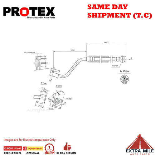 PROTEX Hydraulic Hose-Front For FORD F100  2D Ute RWD 1970-1987