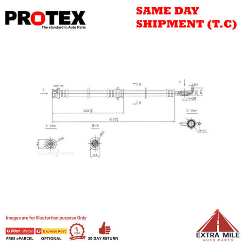 PROTEX Hydraulic Hose - Front For HOLDEN RODEO TF 2D Ute 4WD 1988 - 2003