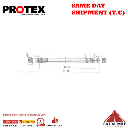 PROTEX Hydraulic Hose - Front For MITSUBISHI L200 MA 2D Tray RWD 1980 - 1981