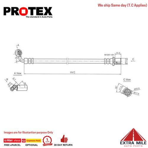 PROTEX Hydraulic Hose-RR For TOYOTA LANDCRUISER FZJ75R 2D C/C 4WD 1992 - 1999