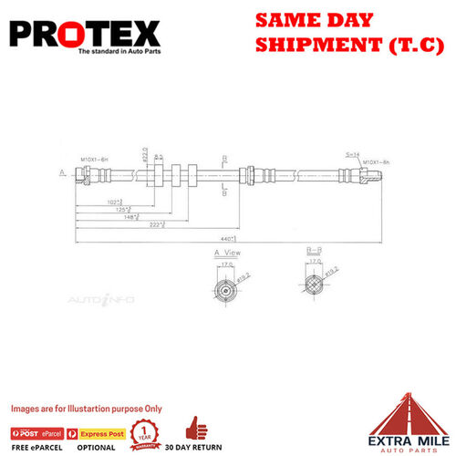 PROTEX Hydraulic Hose - Front For FORD ESCAPE ZB 4D SUV 4WD 2004 - 2006