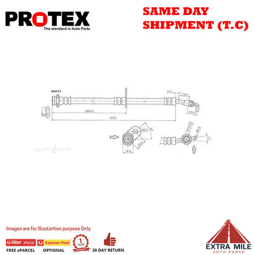PROTEX Hydraulic Hose - Front For LEXUS ES300 VCV10R 4D Sdn FWD 1992 - 1996