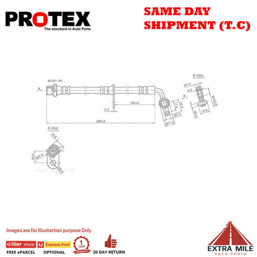 PROTEX Hydraulic Hose-FR For TOYOTA LANDCRUISER HDJ100R 4D SUV 4WD… 1998 - 2007