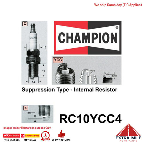 RC10YCC4 Copper Plus Spark Plug for TOYOTA CELICA ST184R COROLLA ZZE122R CYNOS EL44 (Grey Imp) ECHO NCP10R NCP13R LANDCRUISER PRADO RZJ120R MR2 ZZW