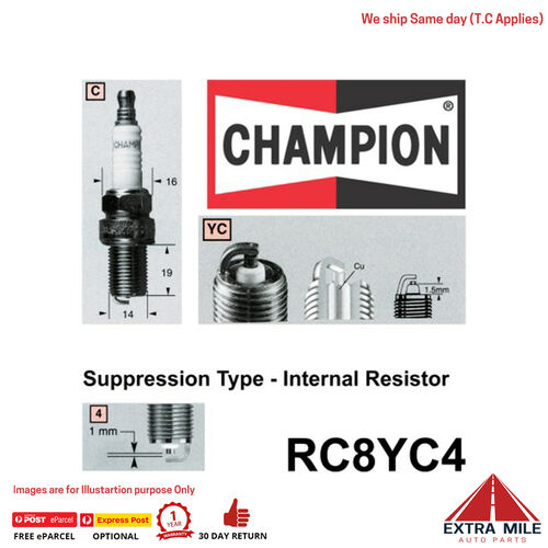 RC8YC4 Copper Plus Spark Plug for PROTON M21 C90 SATRIA C90 C90 GTI WAJA CF WIRA