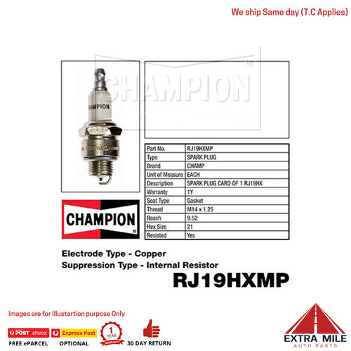 Champion RJ19HXMP SPARK PLUG - RJ19HX MOWER PACK