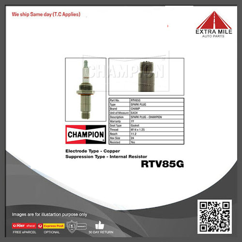 Champion RTV85G SPARK PLUG - INDUSTRIAL (1220)