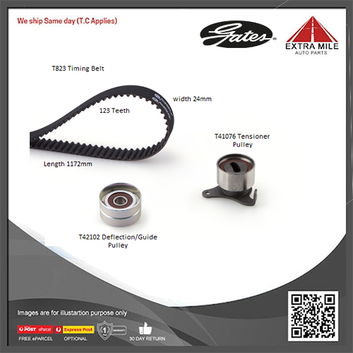 Gates Timing Belt Kit for Toyota Starlet  EP81 1.3L 2EL 4cylinder 12v FWD