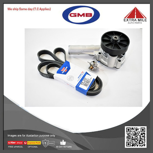 GMB Water Pump Thermostat & belt Kit for Falcon 4.0L 6cyl BA BF FG FGX inc XR6