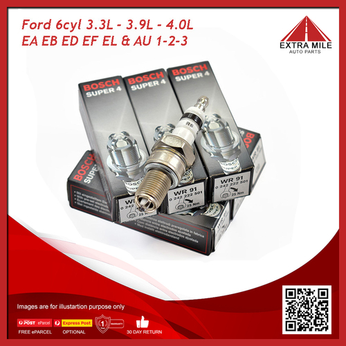 4X Bosch Super Sparkplugs For Ford Falcon AU 1-2-3 4.0L 6cyl and XR6 EA EB ED EF EL