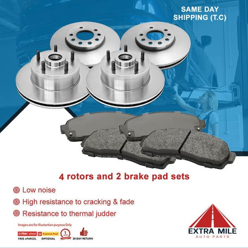 FULL SET DISC BRAKE ROTORS+ PADS For Toyota Landcruiser 100Series HDJ100 UZJ100